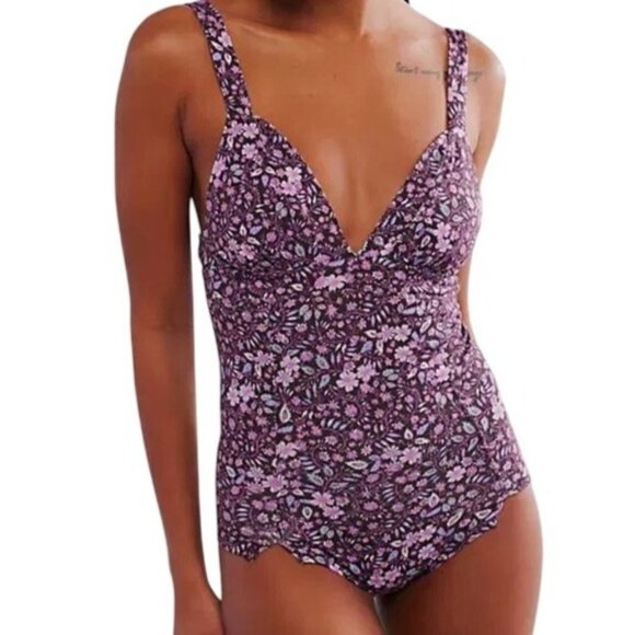Free People Intimately Womens L Floral‎ Wear It Out Printed Bodysuit NWT - Picture 1 of 14